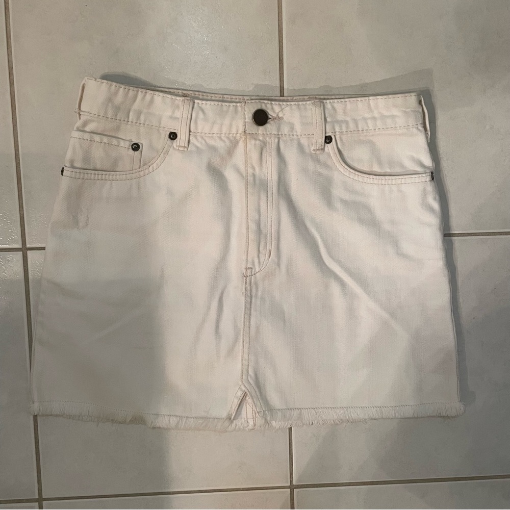 Free People white denim skirt